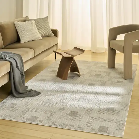 Beige Geometric Power Loom Area Rug Photo 6