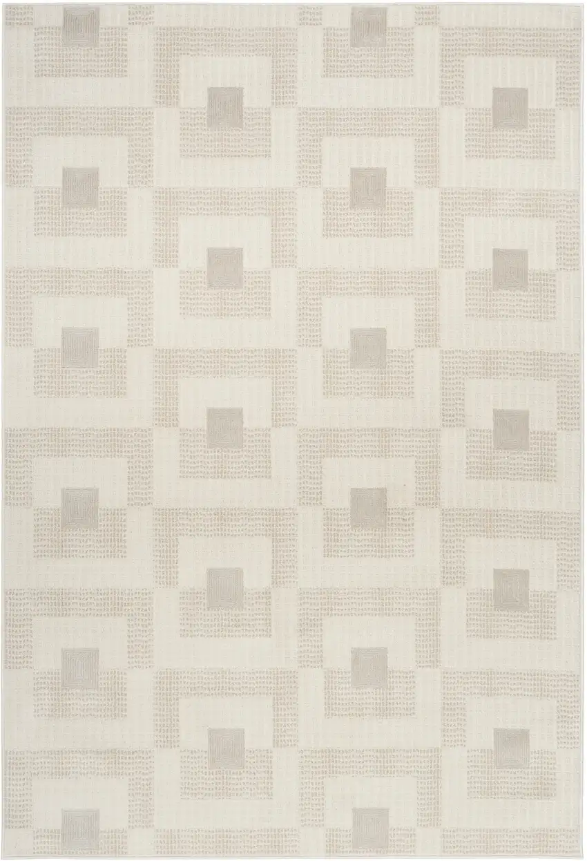 Beige Geometric Power Loom Area Rug Photo 2