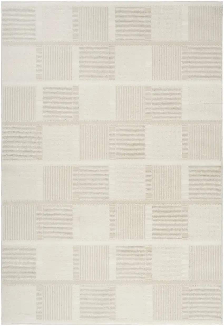 Beige Geometric Power Loom Area Rug Photo 2