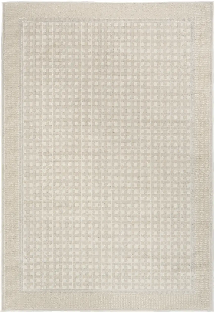 Beige Geometric Power Loom Area Rug Photo 2