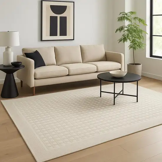 Beige Geometric Power Loom Area Rug Photo 1