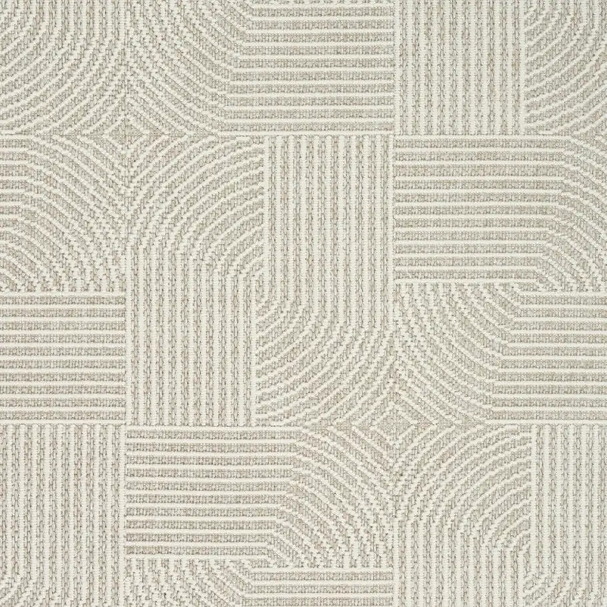 Beige Geometric Power Loom Area Rug Photo 8