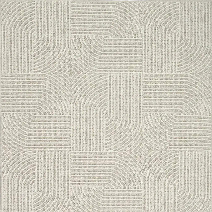 Beige Geometric Power Loom Area Rug Photo 4