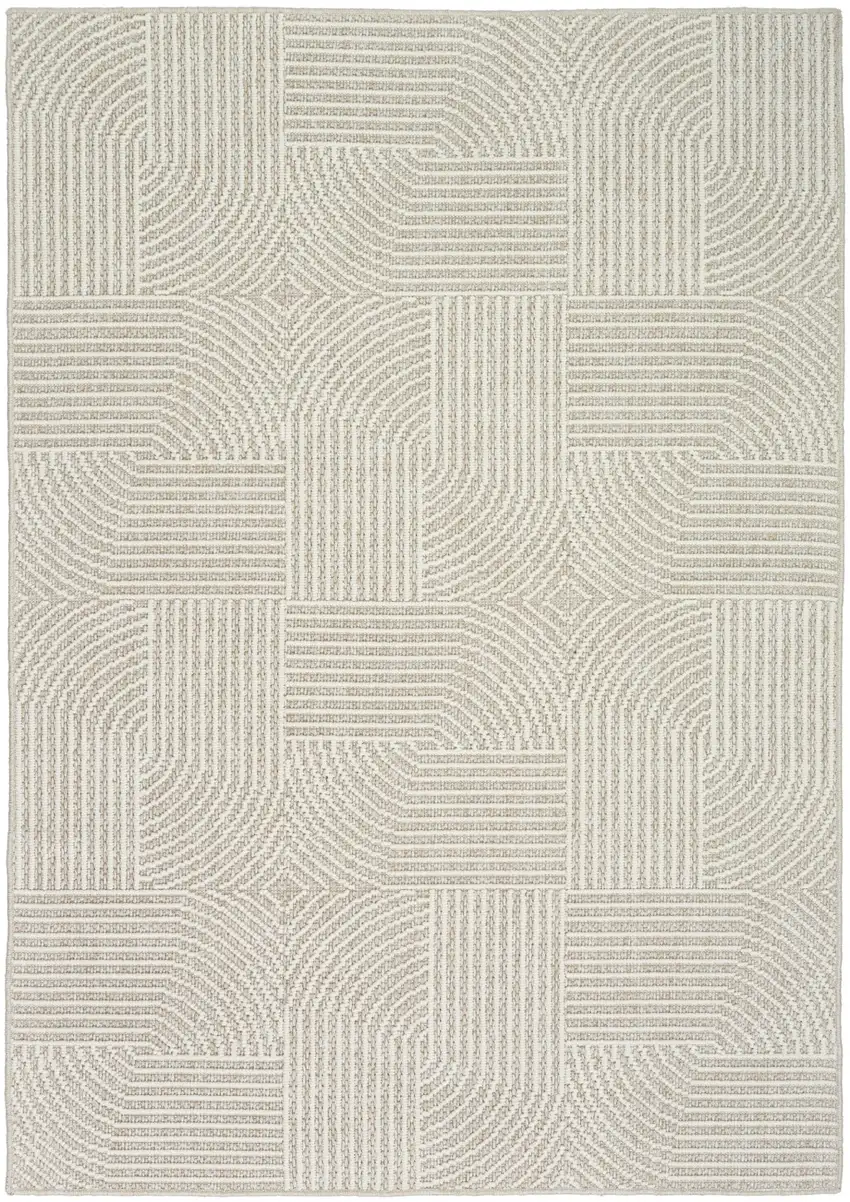 Beige Geometric Power Loom Area Rug Photo 2