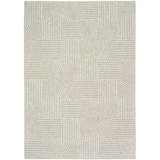 Beige Geometric Power Loom Area Rug Photo 7