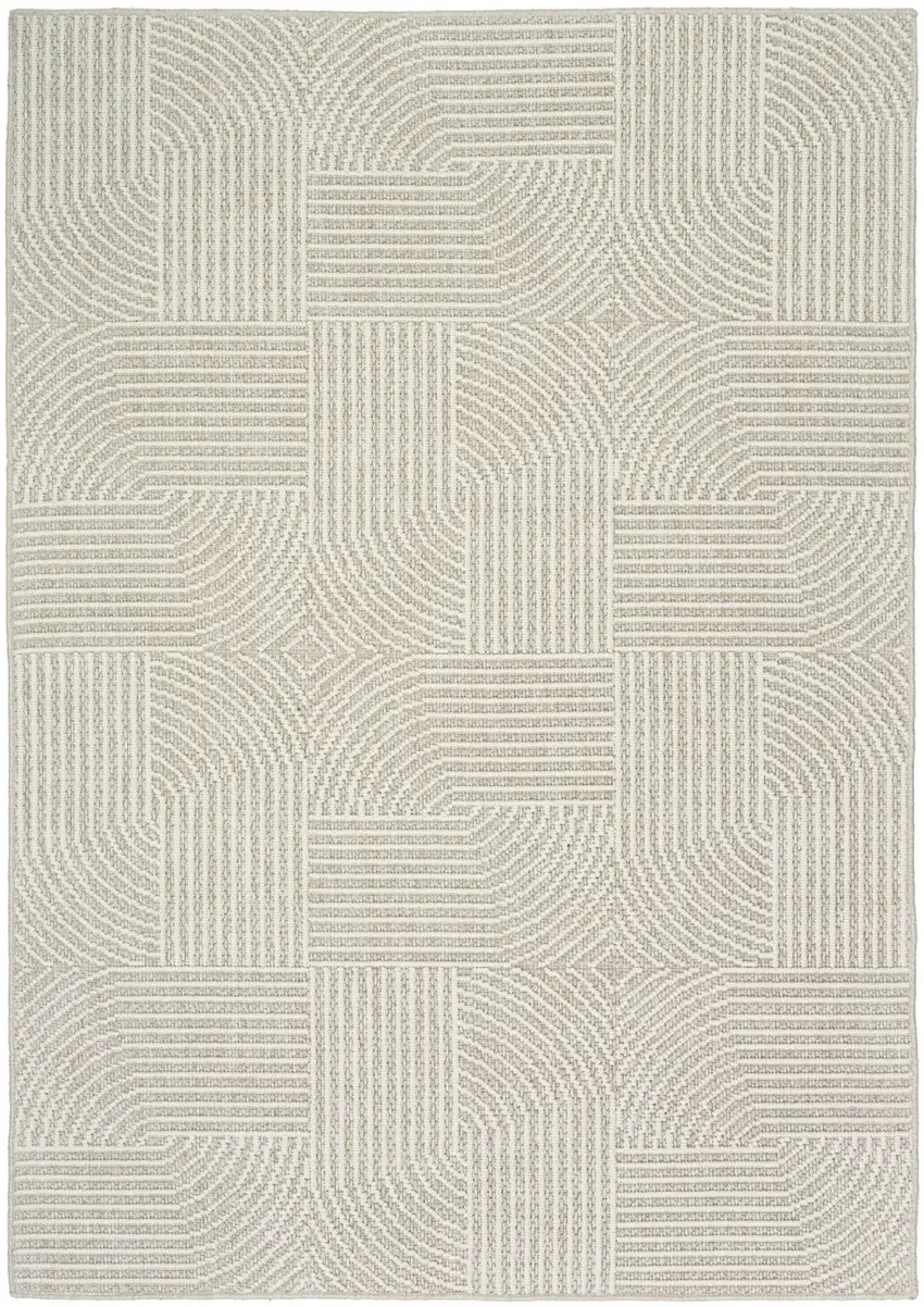 Beige Geometric Power Loom Area Rug Photo 7