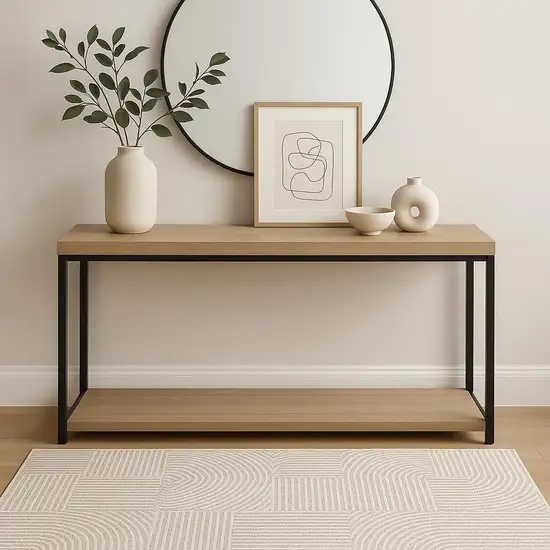 Beige Geometric Power Loom Area Rug Photo 1
