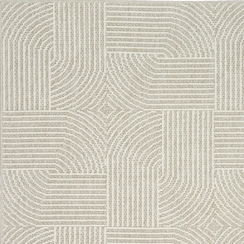Beige Geometric Power Loom Area Rug Photo 7