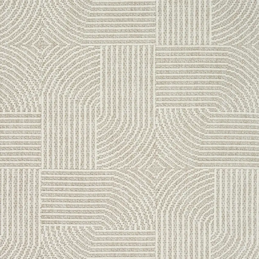 Beige Geometric Power Loom Area Rug Photo 8