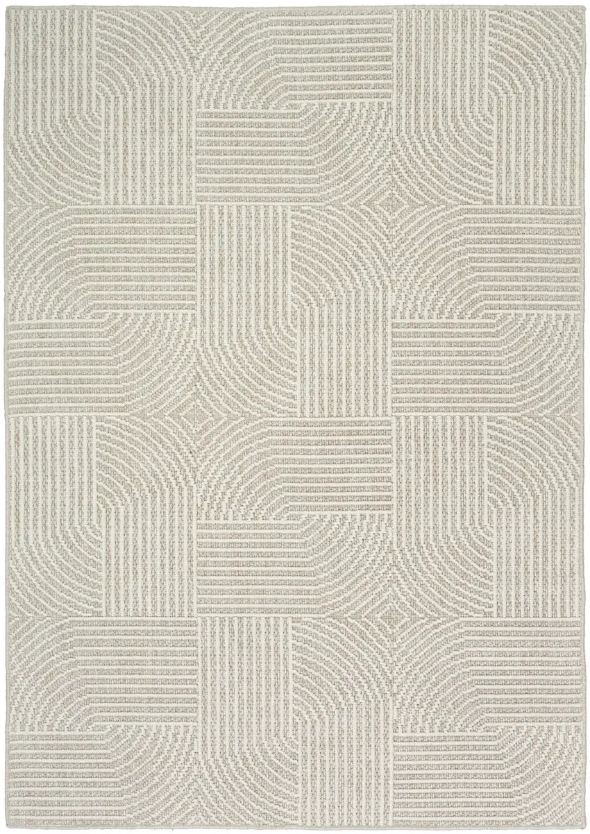 Beige Geometric Power Loom Area Rug Photo 4
