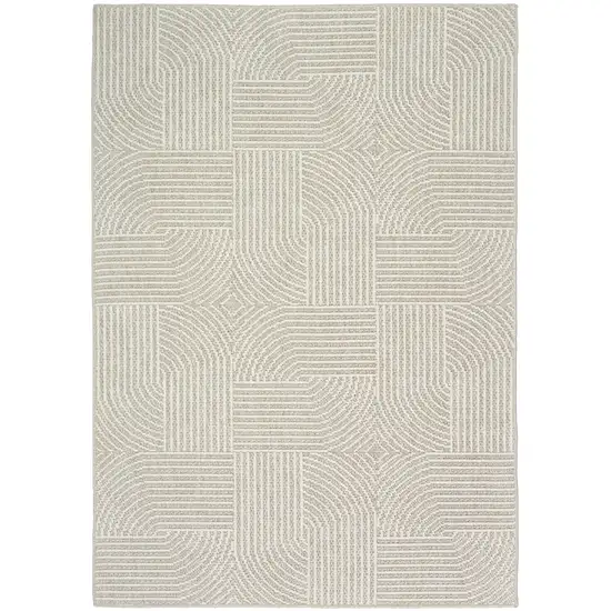 Beige Geometric Power Loom Area Rug Photo 4
