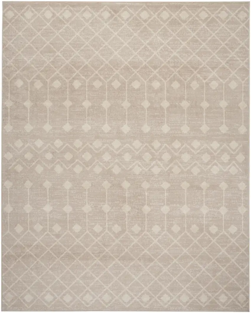 Beige Geometric Power Loom Area Rug Photo 2