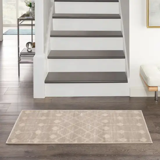 Beige Geometric Power Loom Area Rug Photo 5