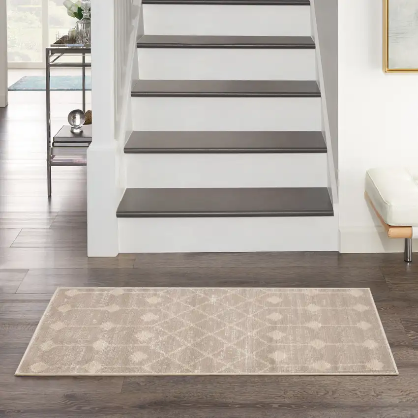 Beige Geometric Power Loom Area Rug Photo 5