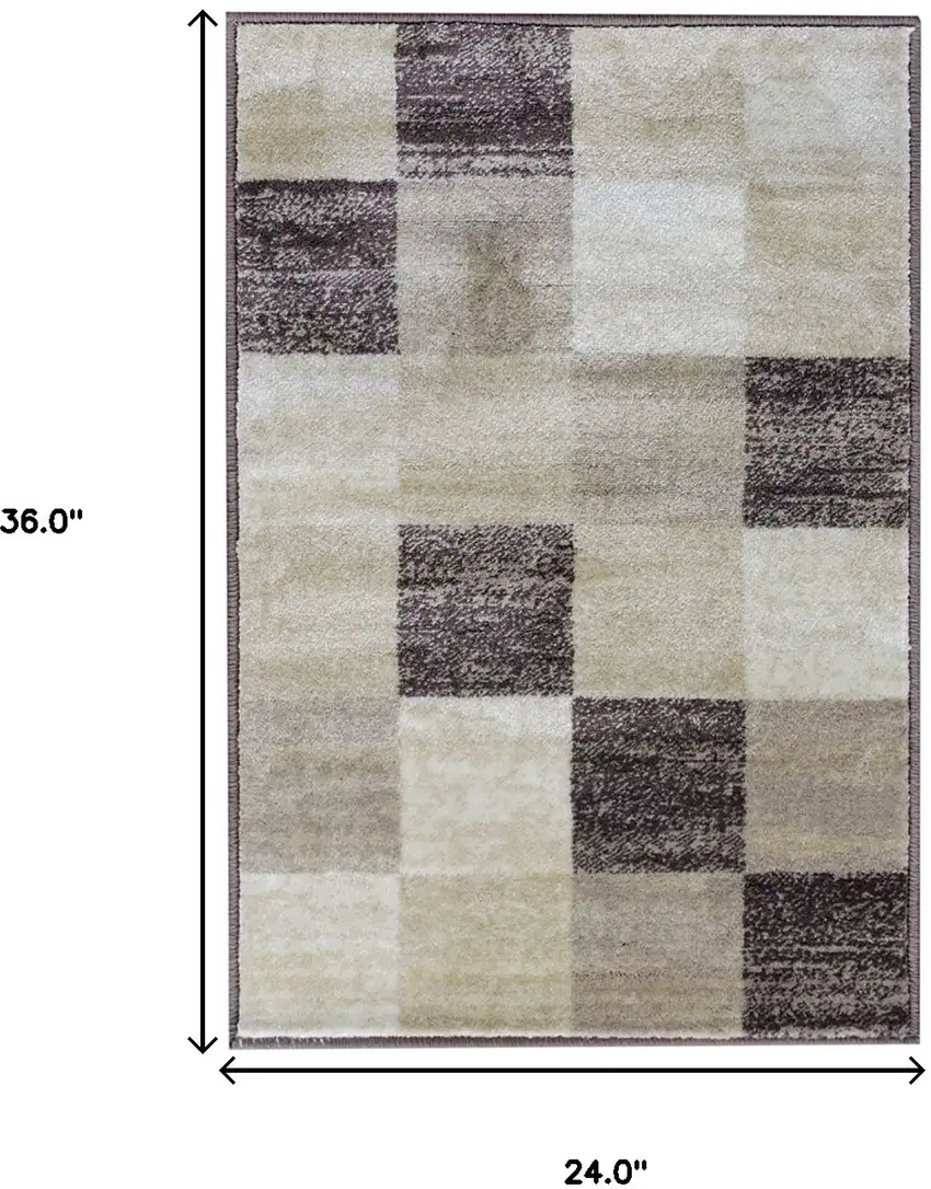Beige Geometric Power Loom Stain Resistant Area Rug Photo 7