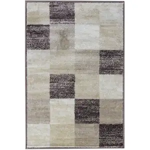 Photo of Beige Geometric Power Loom Stain Resistant Area Rug