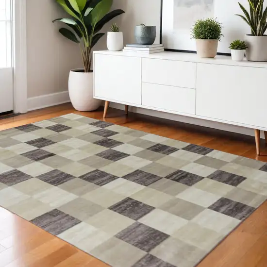 Beige And Brown Geometric Area Rug Photo 1