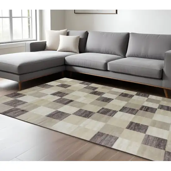 Beige And Brown Geometric Area Rug Photo 1