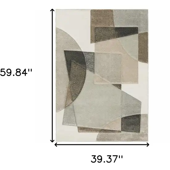 Beige Geometric Power Loom Stain Resistant Area Rug Photo 8