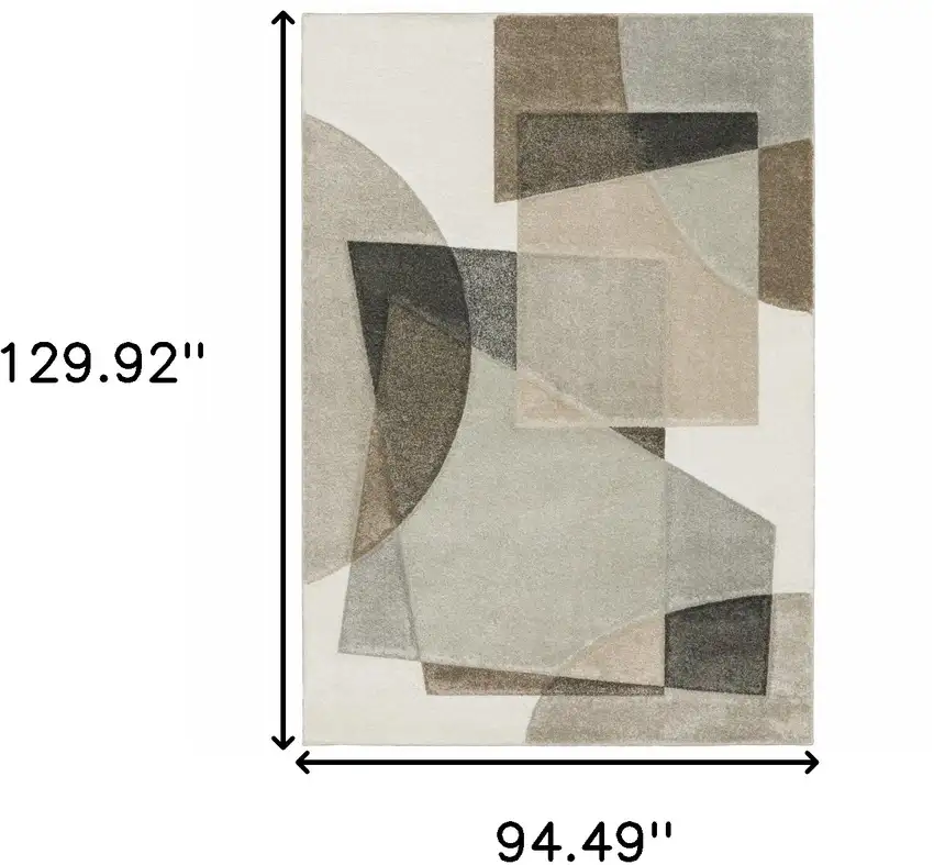 Beige Geometric Power Loom Stain Resistant Area Rug Photo 10