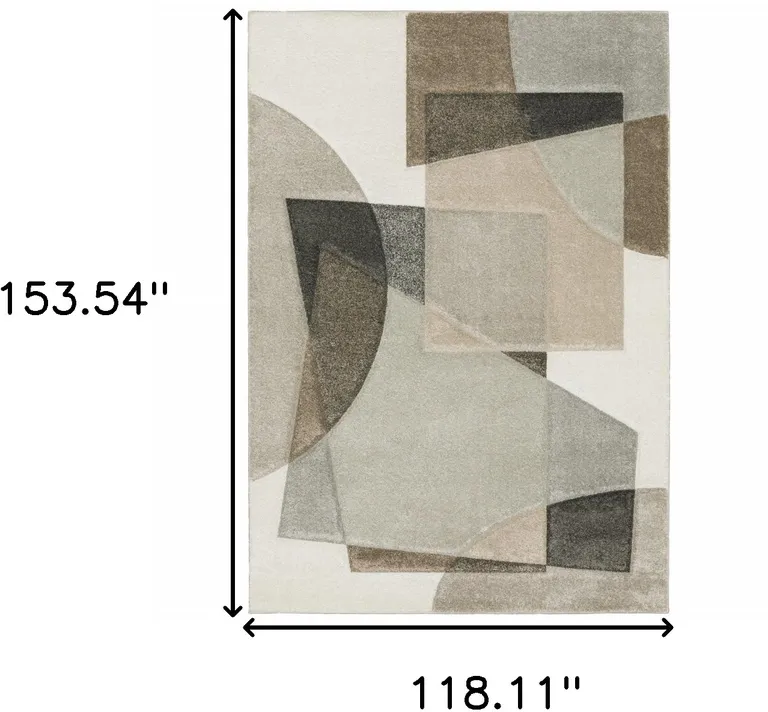 Beige Geometric Power Loom Stain Resistant Area Rug Photo 4