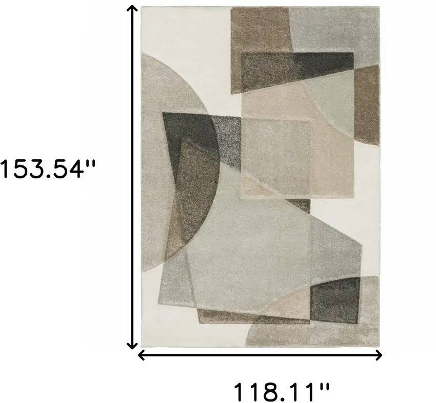 Beige Geometric Power Loom Stain Resistant Area Rug Photo 3