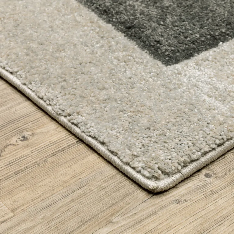 Beige Geometric Power Loom Stain Resistant Area Rug Photo 5