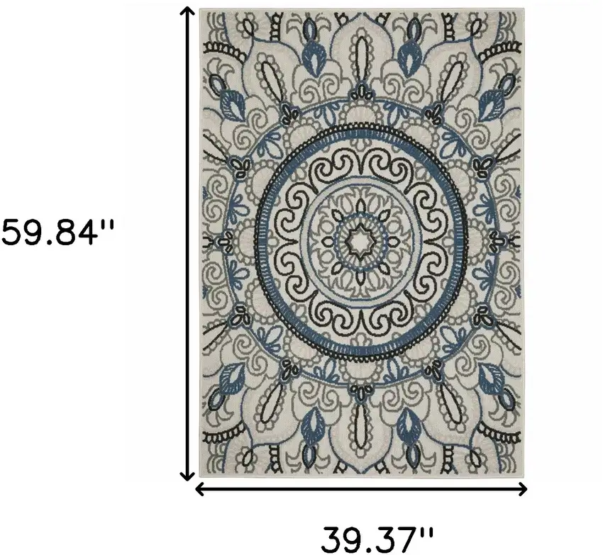 Beige Geometric Stain Resistant Indoor Outdoor Area Rug Photo 9