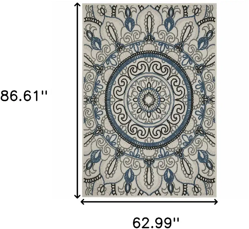 Beige Geometric Stain Resistant Indoor Outdoor Area Rug Photo 9