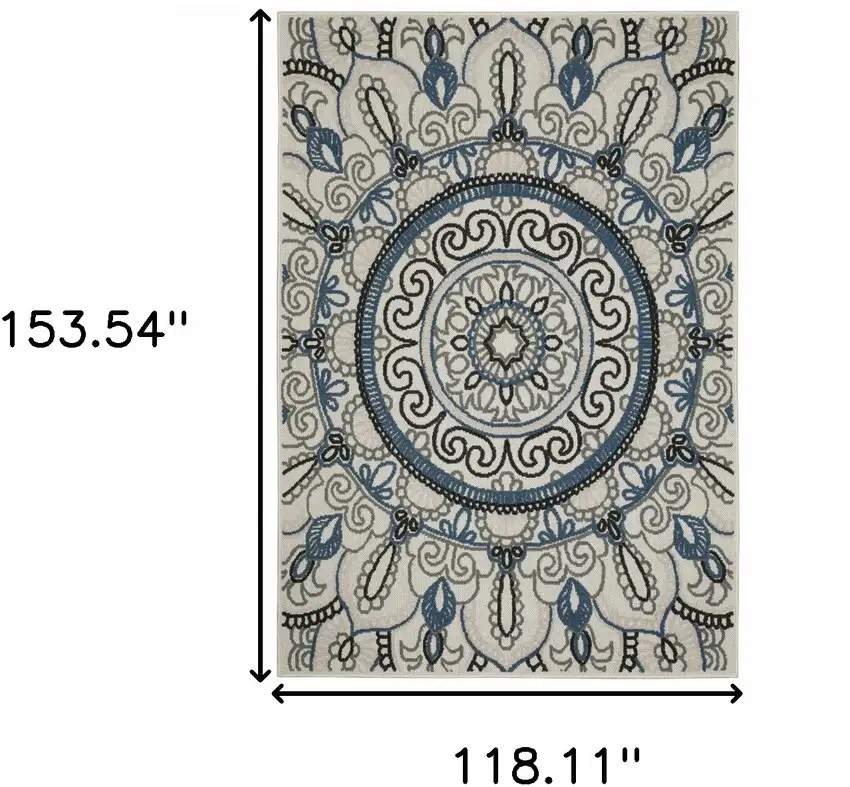 Beige Geometric Stain Resistant Indoor Outdoor Area Rug Photo 9