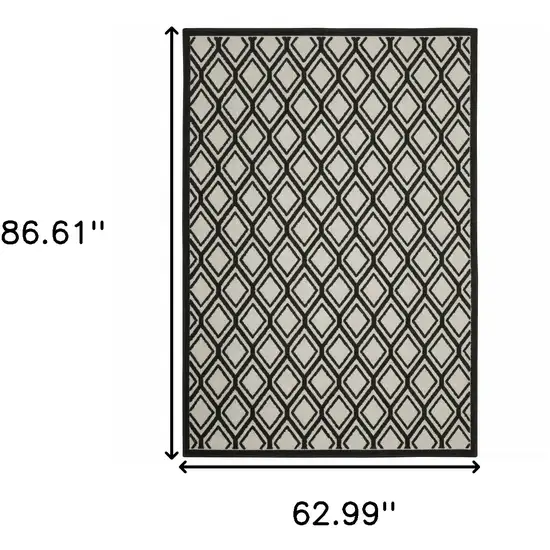 Beige and Black Geometric Stain Resistant Indoor Outdoor Area Rug Photo 3