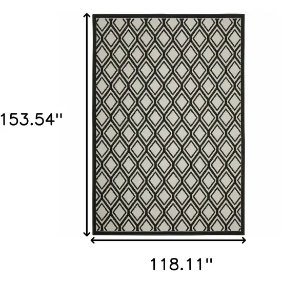Beige and Black Geometric Stain Resistant Indoor Outdoor Area Rug Photo 3