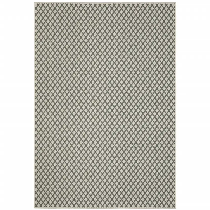 Beige Geometric Stain Resistant Indoor Outdoor Area Rug Photo 1