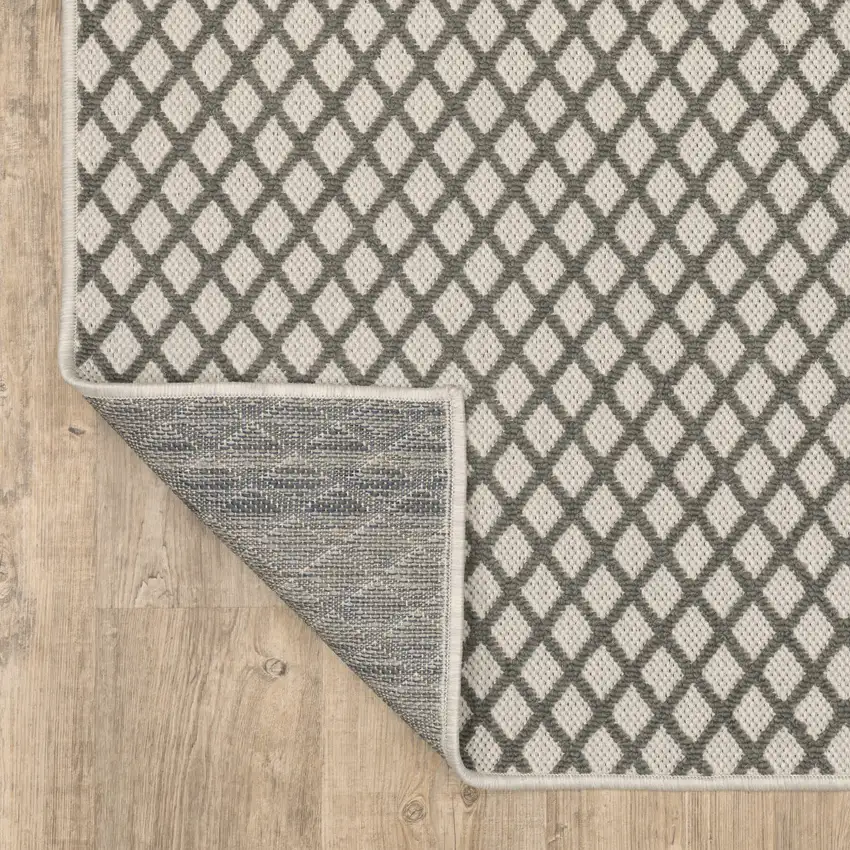 Beige Geometric Stain Resistant Indoor Outdoor Area Rug Photo 6