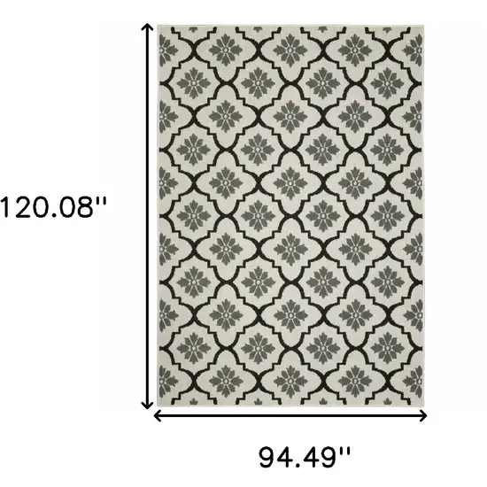 Beige and Black Geometric Stain Resistant Indoor Outdoor Area Rug Photo 3