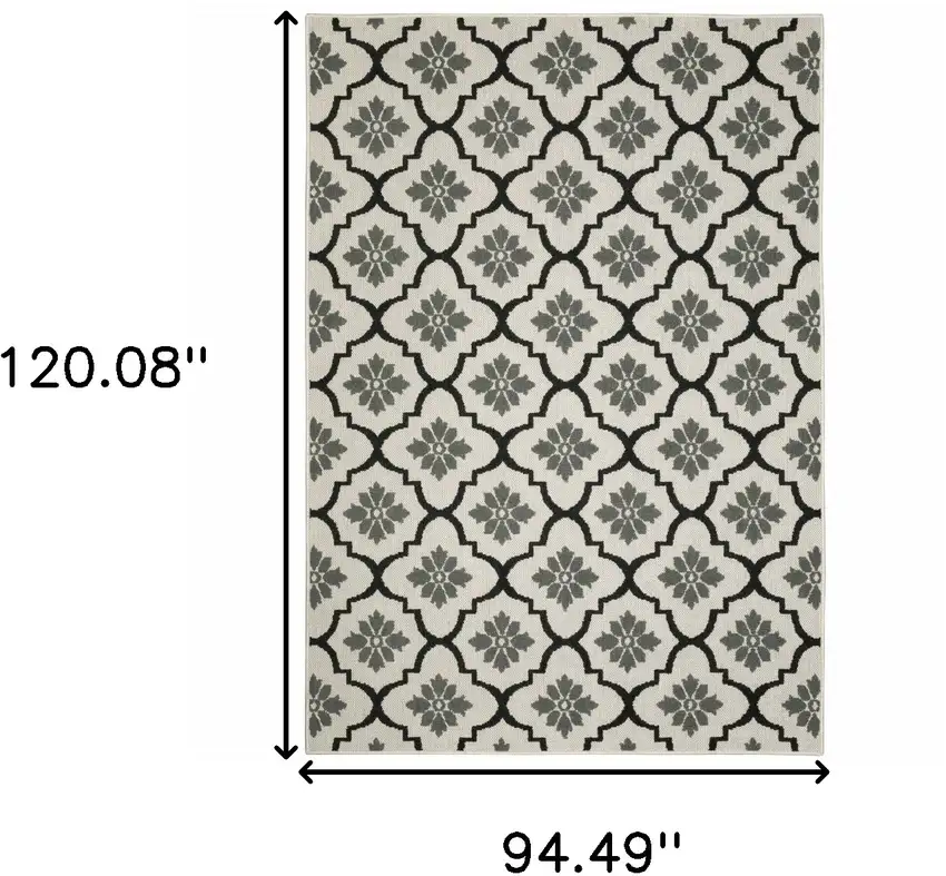 Beige and Black Geometric Stain Resistant Indoor Outdoor Area Rug Photo 3