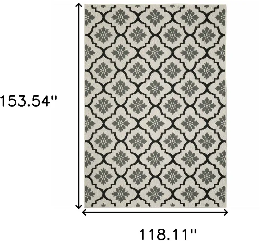 Beige and Black Geometric Stain Resistant Indoor Outdoor Area Rug Photo 3