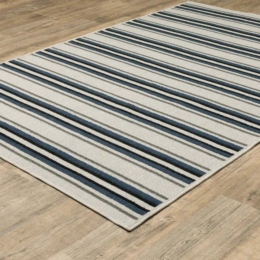 Beige Geometric Stain Resistant Indoor Outdoor Area Rug Photo 7
