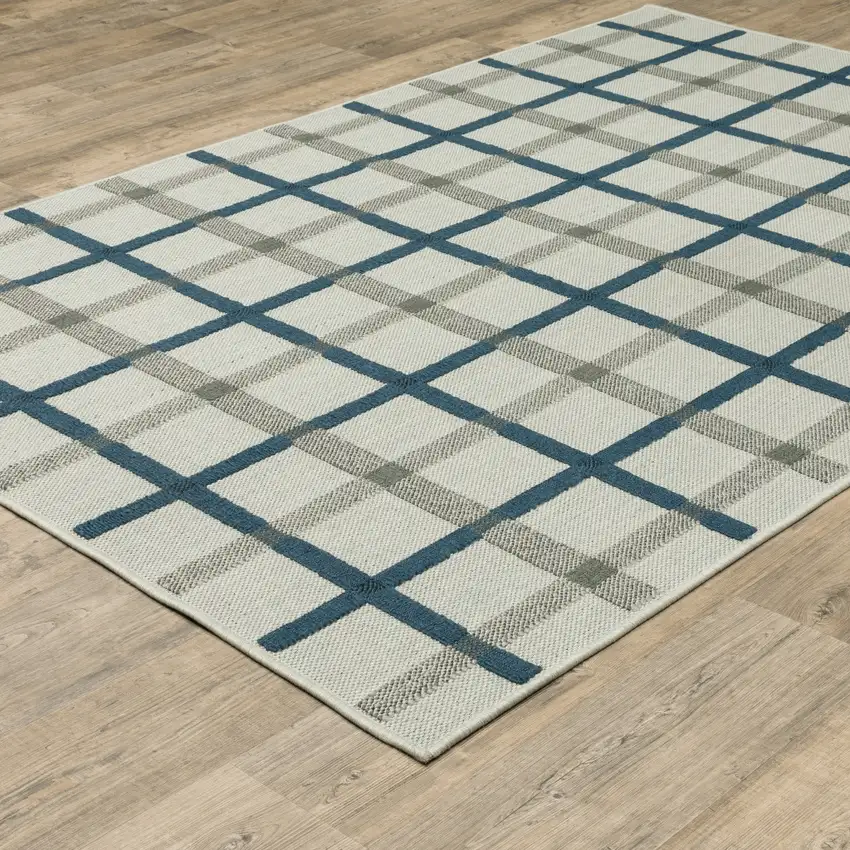 Beige Geometric Stain Resistant Indoor Outdoor Area Rug Photo 6
