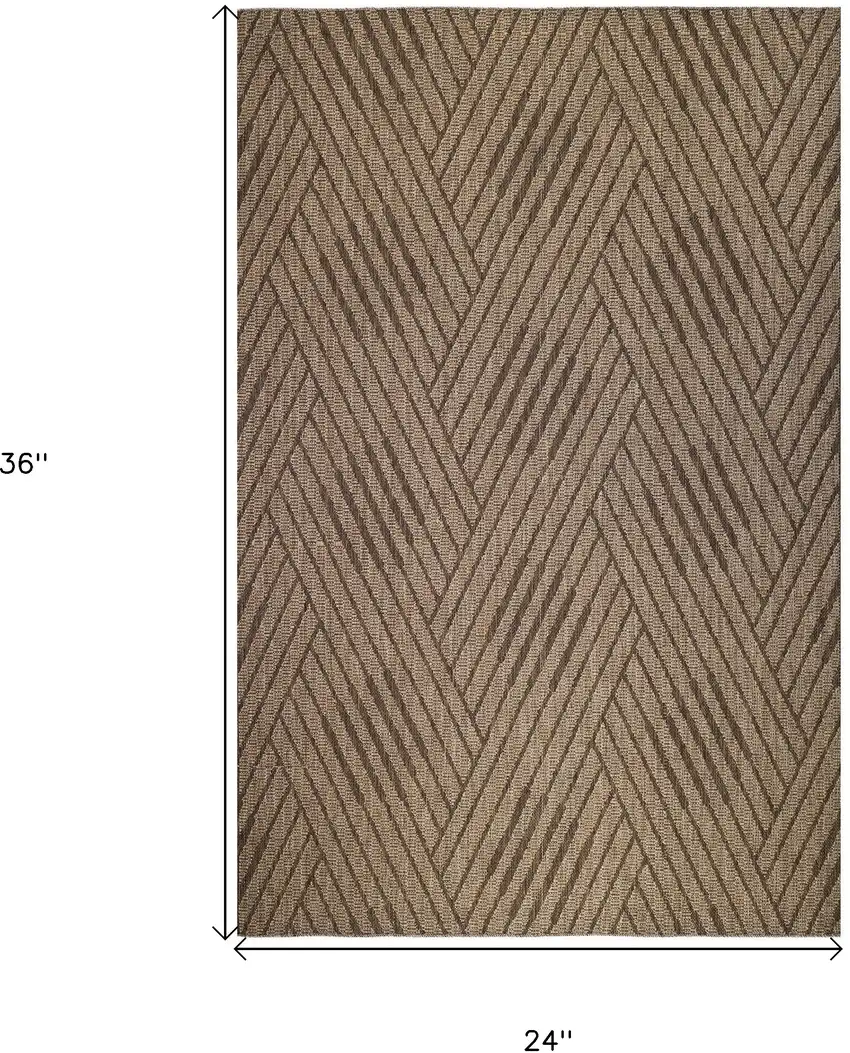 Beige Geometric Stain Resistant Indoor Outdoor Area Rug Photo 6