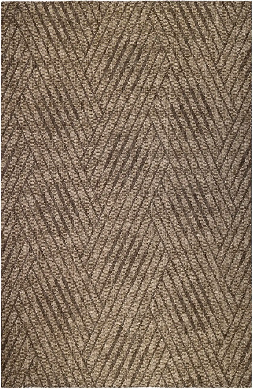Beige Geometric Stain Resistant Indoor Outdoor Area Rug Photo 2