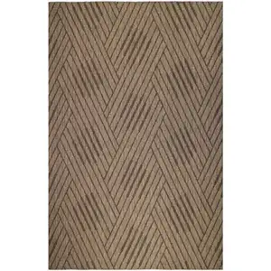 Photo of Beige Geometric Stain Resistant Indoor Outdoor Area Rug
