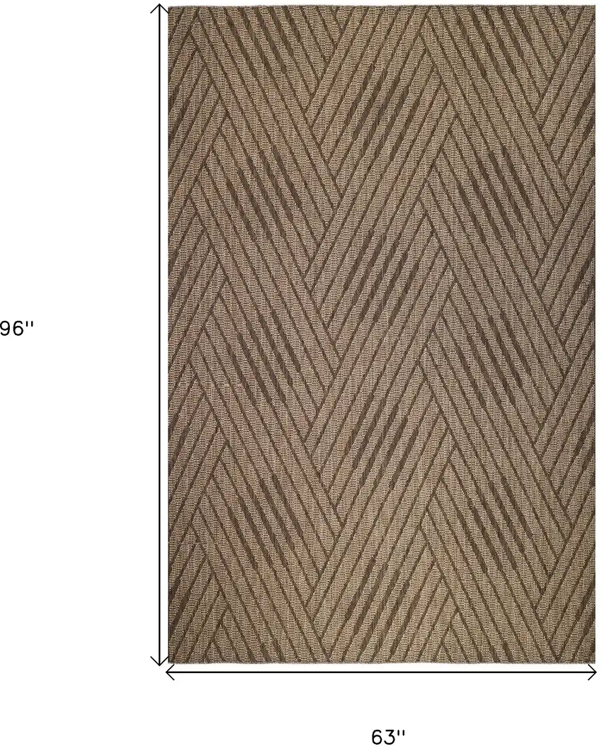 Beige Geometric Stain Resistant Indoor Outdoor Area Rug Photo 6