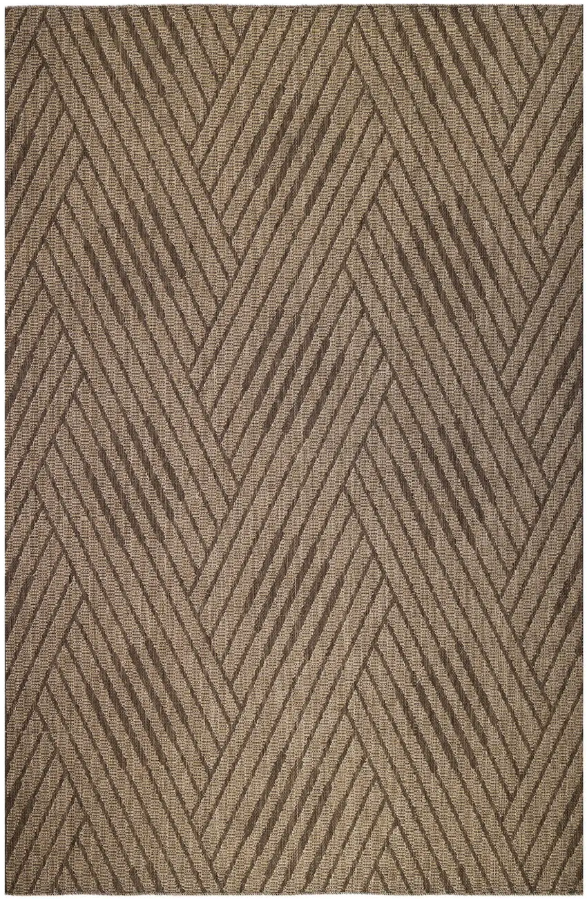 Beige Geometric Stain Resistant Indoor Outdoor Area Rug Photo 2