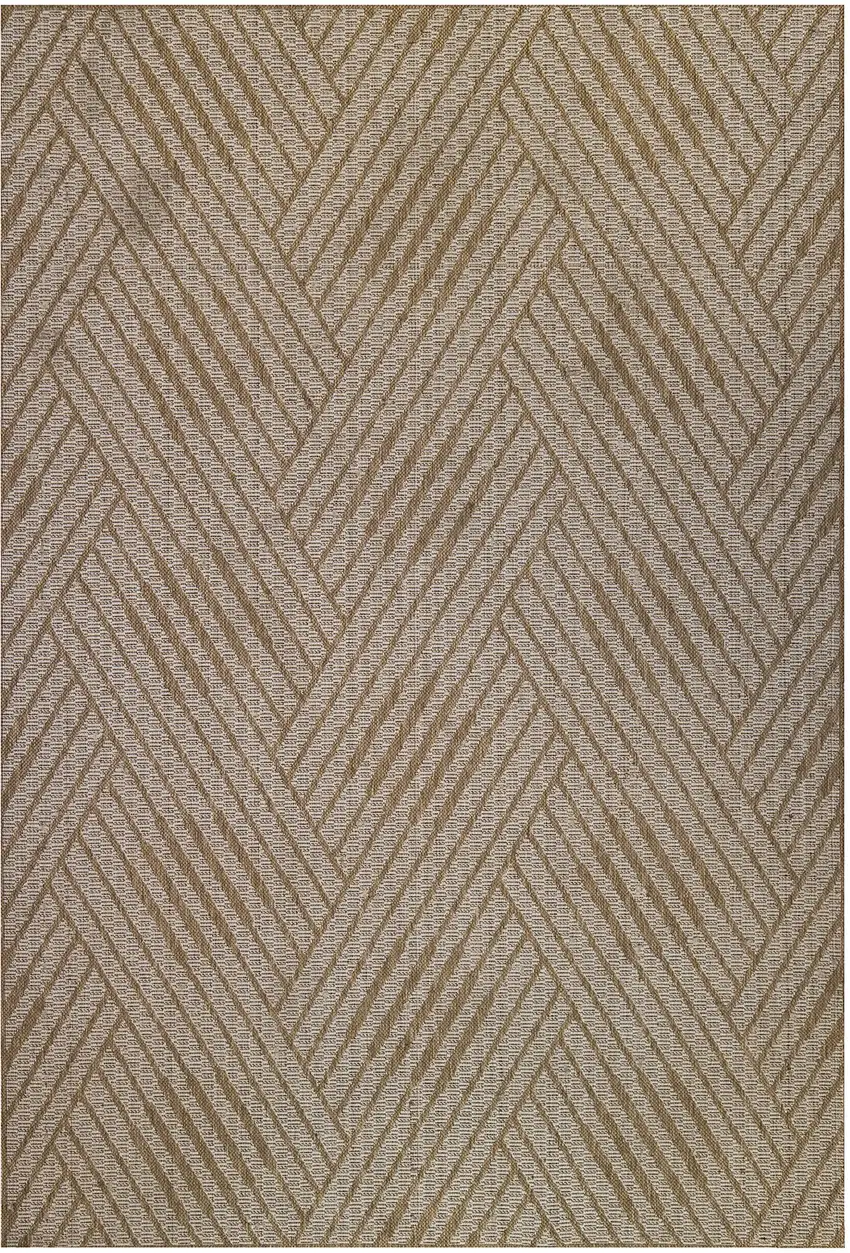 Beige Geometric Stain Resistant Indoor Outdoor Area Rug Photo 2
