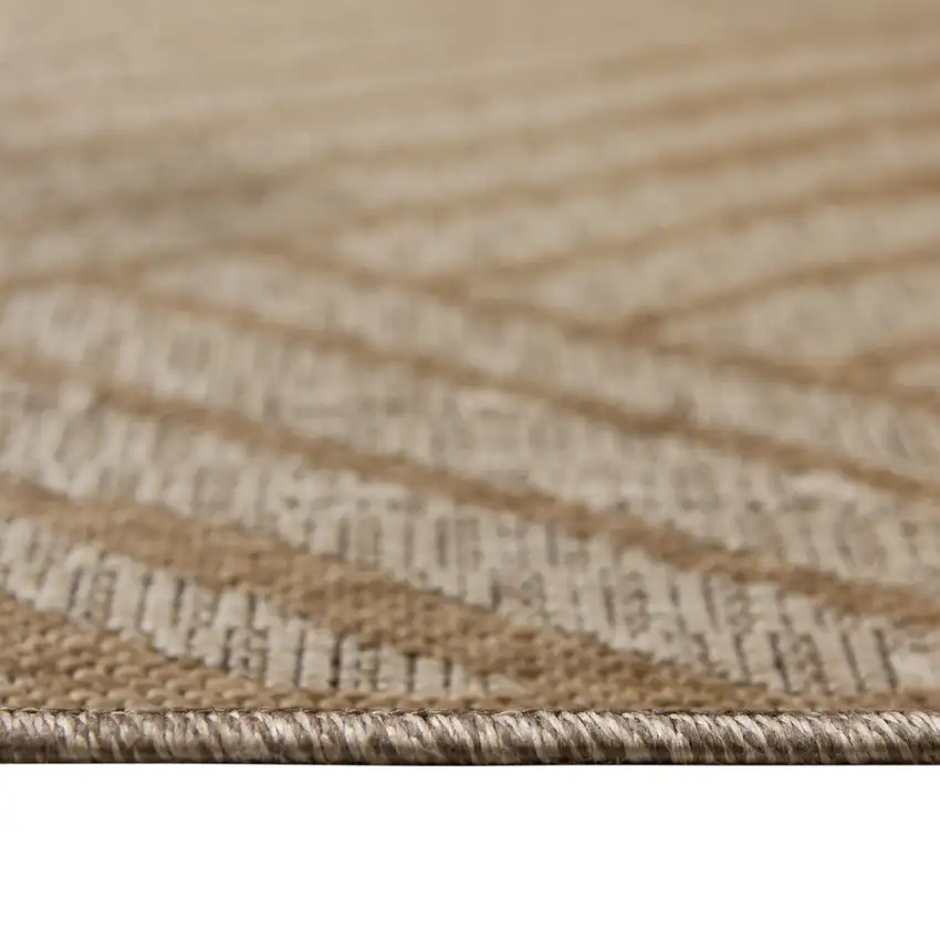 Beige Geometric Stain Resistant Indoor Outdoor Area Rug Photo 8