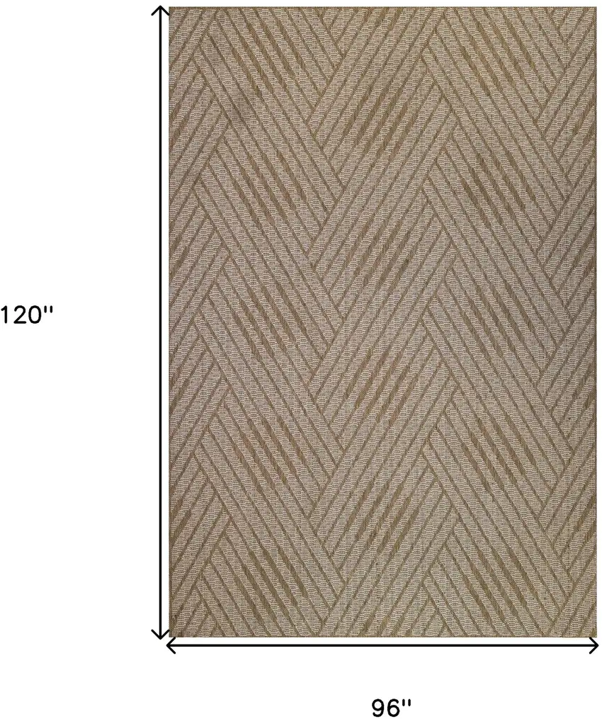 Beige Geometric Stain Resistant Indoor Outdoor Area Rug Photo 6