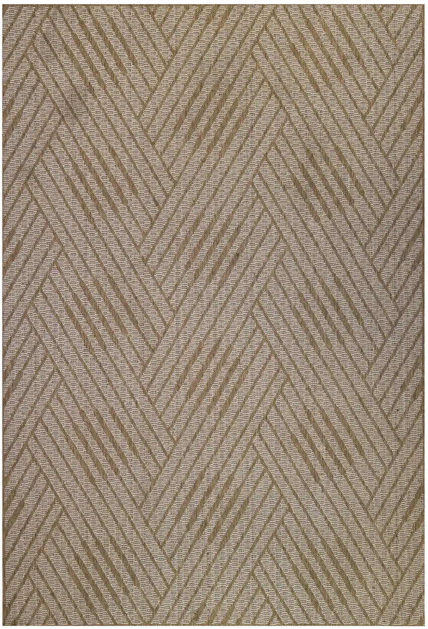 Beige Geometric Stain Resistant Indoor Outdoor Area Rug Photo 2