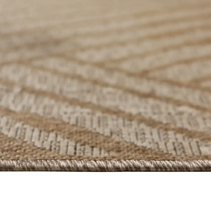 Beige Geometric Stain Resistant Indoor Outdoor Area Rug Photo 8