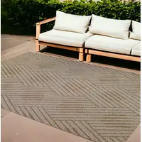 Photo of Beige Geometric Stain Resistant Indoor Outdoor Area Rug